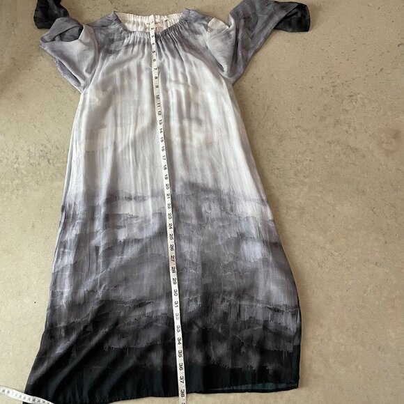 Bella Dahl Gathered Gray Ombre Glacier Print Belted Dress Womens Size XS - Picture 9 of 10